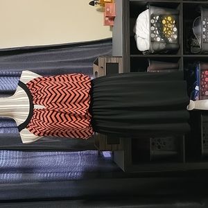 Coral & Black Keyhole Dress